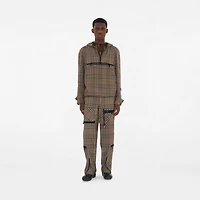 Check Silk Blend Cargo Trousers in Brush - Men | Burberry® Official
