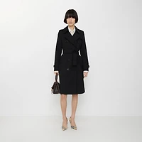 Long Kensington Heritage Trench Coat in Black - Women, Cotton Gabardine | Burberry® Official