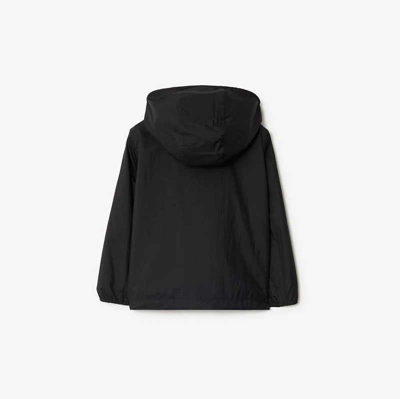 Checker-tape Nylon Hooded Jacket in Black | Burberry® Official