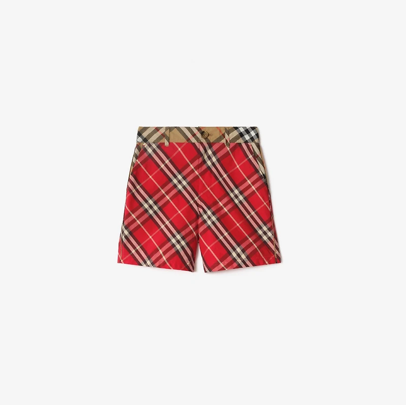 Check Cotton Shorts in Crayon red | Burberry® Official
