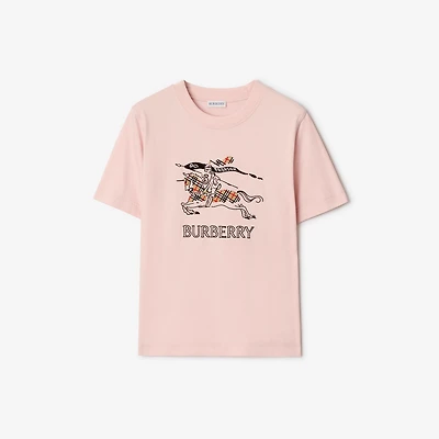 Knight Sketch Cotton T-shirt in Bouquet pink - Women | Burberry® Official
