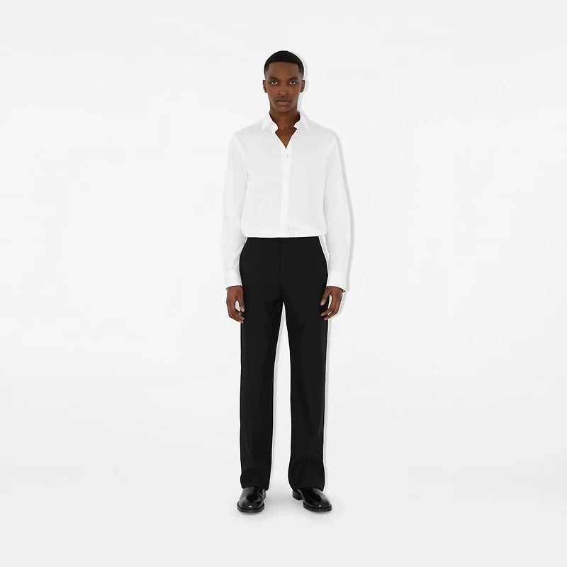 Slim Fit Stretch Cotton Shirt in White