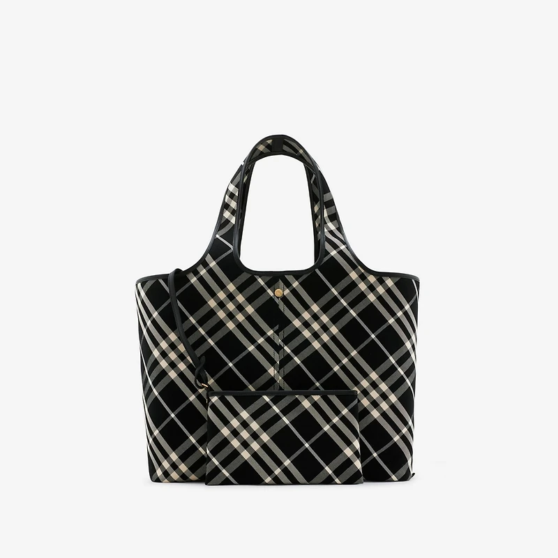Check Tote in Black/calico