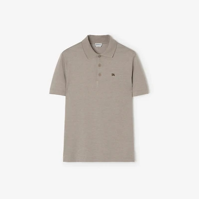 Metal Knight Cotton Polo Shirt in Eriskay grey melange - Men | Burberry® Official