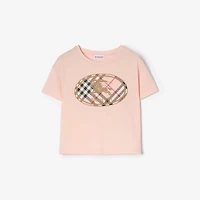 Check Knight Stamp Cotton T-shirt in Bouquet pink | Burberry® Official