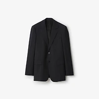 Wool Blend Tailored Jacket in Midnight grey melange - Men | Burberry® Official