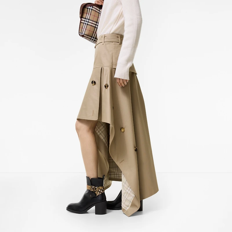 Gabardine Asymmetric Trench Skirt in Saltmarsh beige - Women | Burberry® Official