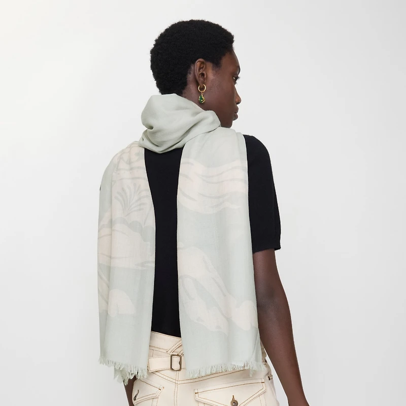 Wide EKD Wool Scarf in Mitten | Burberry® Official
