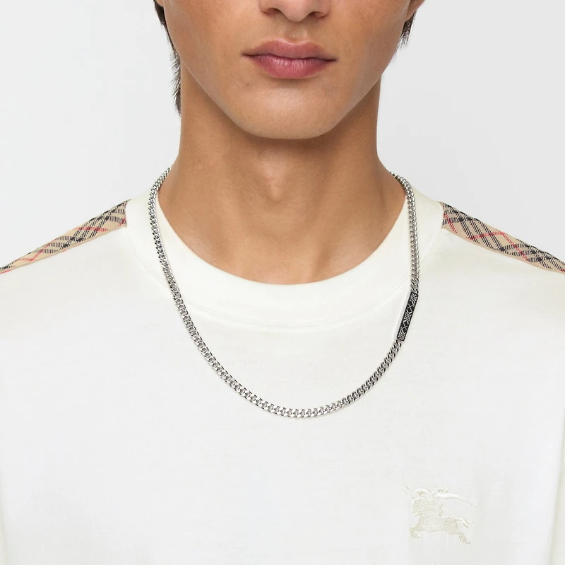 Engraved Check Chain Necklace in Silver - Men | Burberry® Official