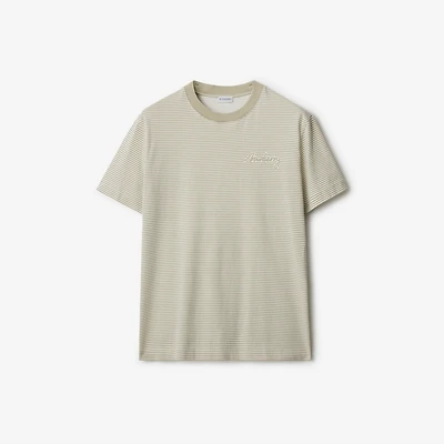 Striped Cotton T-shirt in Skylark - Men | Burberry® Official