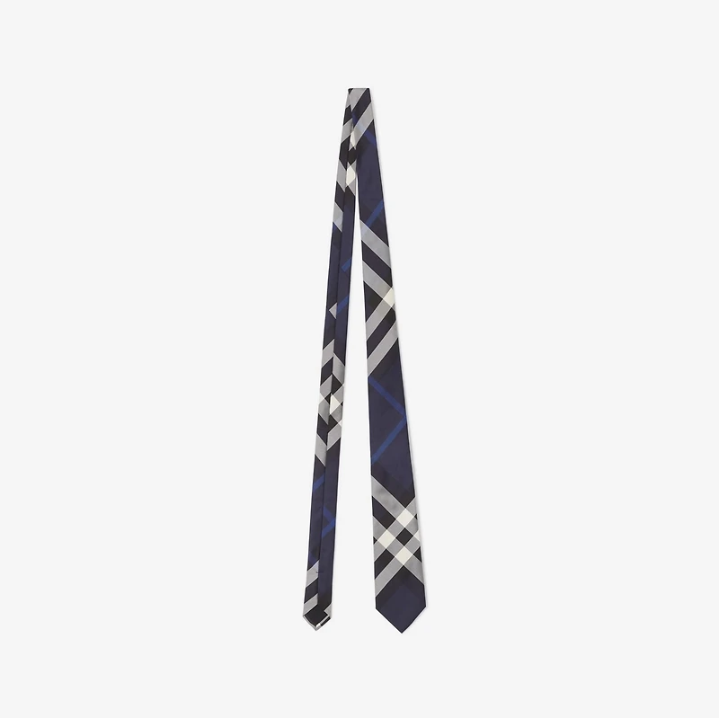 Check Silk Tie in Navy Blue - Men | Burberry® Official