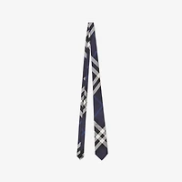 Check Silk Tie in Navy Blue - Men | Burberry® Official