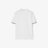 Check Trim Cotton T-shirt in White - Men | Burberry® Official