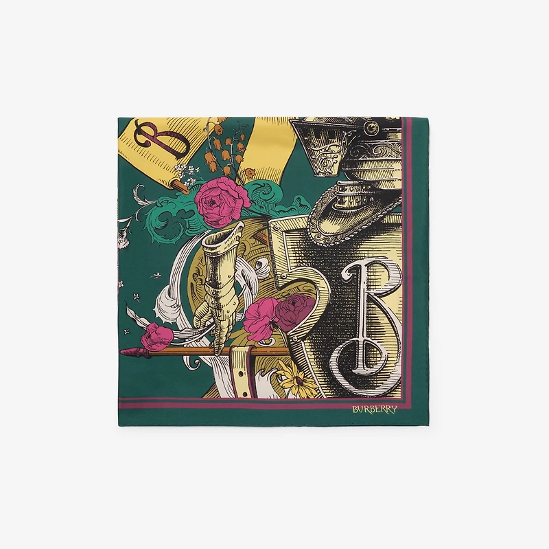 Etched Knight Silk Scarf in Emerald green | Burberry® Official
