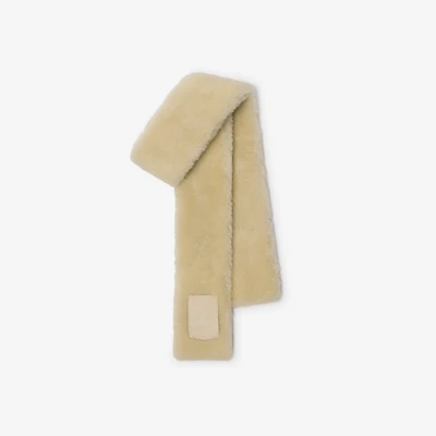 Narrow Label Shearling Scarf in Beige | Burberry® Official