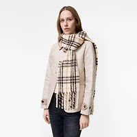 Narrow Check Alpaca Wool Blend Scarf in Pebble grey | Burberry® Official