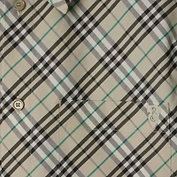 Cropped Check Cotton Shirt in Husk - Women | Burberry® Official