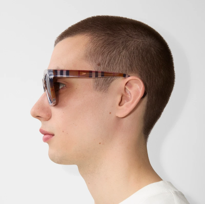 Check Square Sunglasses in Birch brown - Men | Burberry® Official