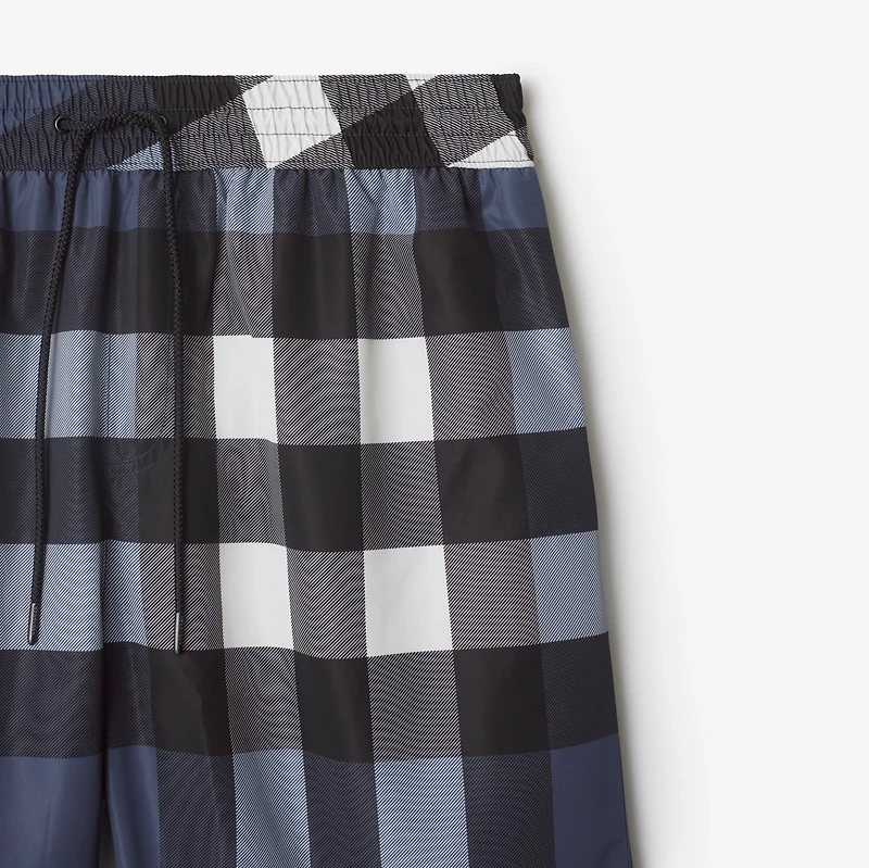 Check Swim Shorts in Carbon blue - Men | Burberry® Official
