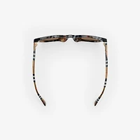 Tubular Check Round Sunglasses in Light sand - Women | Burberry® Official