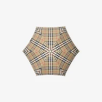 Check Folding Umbrella in Sand | Burberry® Official
