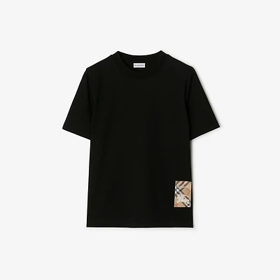 Check Label Cotton T-shirt in Black - Women | Burberry® Official