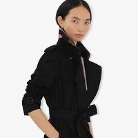Long Kensington Heritage Trench Coat in Black - Women, Cotton Gabardine | Burberry® Official