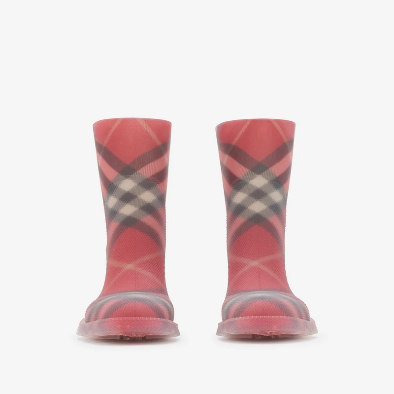 Check Rubber Marsh High Boots in Poppy - Children | Burberry® Official