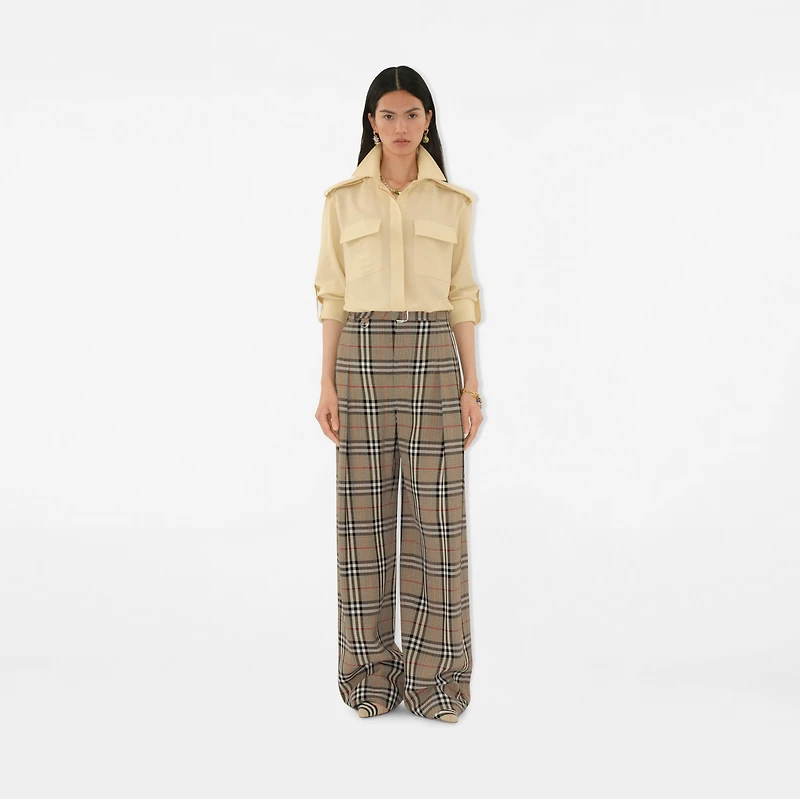 Silk Wool Blend Shirt in Nutmeg - Women | Burberry® Official