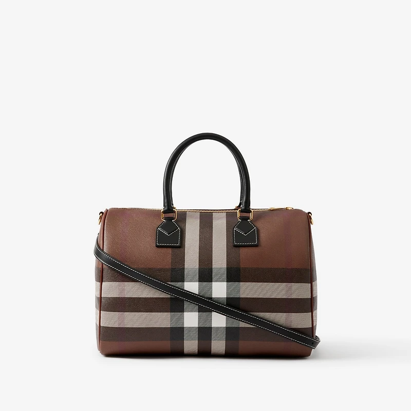 Check Medium Bowling Bag in Dark birch brown - Women | Burberry® Official