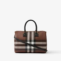 Check Medium Bowling Bag in Dark birch brown - Women | Burberry® Official