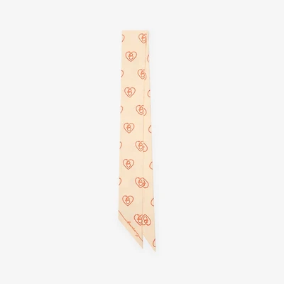 Skinny B Heart Silk Scarf in Alabaster | Burberry® Official