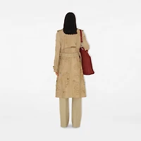Long Cutout Daisy Suede Trench Coat in Tan - Women | Burberry® Official