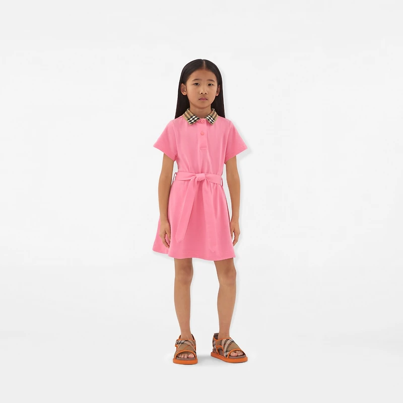 Check Collar Cotton Polo Shirt Dress in Blossom | Burberry® Official