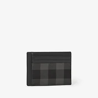 Check Money Clip Card Case in Charcoal grey - Men, Canvas | Burberry® Official