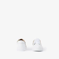 Check and Leather Sneakers in Optic white - Women | Burberry® Official