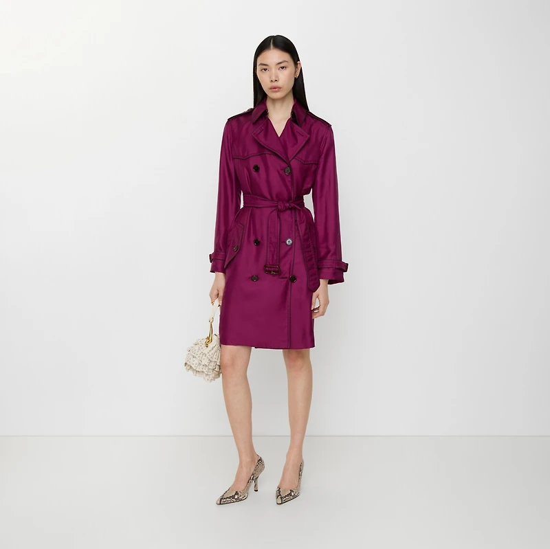 Long Silk Foxfield Trench Coat in Allium purple - Women | Burberry® Official
