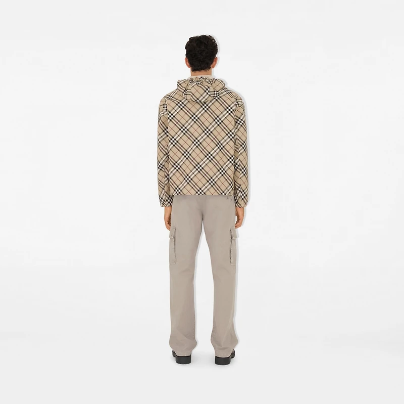 Check Twill Hooded Jacket in Alabaster - Men | Burberry® Official