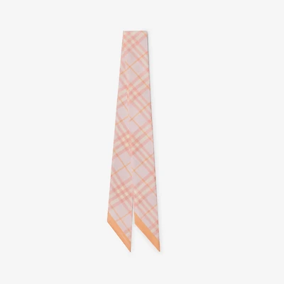 Skinny Contrast Check Silk Scarf in Sugar/hume | Burberry® Official