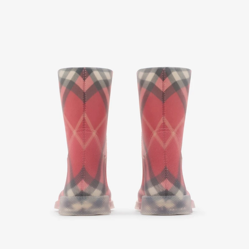 Check Rubber Marsh High Boots in Poppy - Children | Burberry® Official