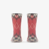 Check Rubber Marsh High Boots in Poppy - Children | Burberry® Official