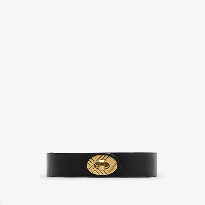 Crocodile-effect Leather Cotswolds Belt in Black/gold - Women | Burberry® Official