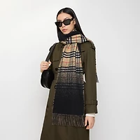 Gradient Check Cashmere Scarf in Sand beige | Burberry® Official