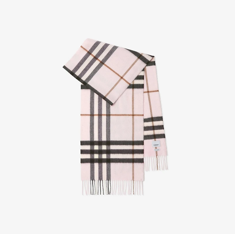Check Cashmere Scarf in Pale candy pink | Burberry® Official