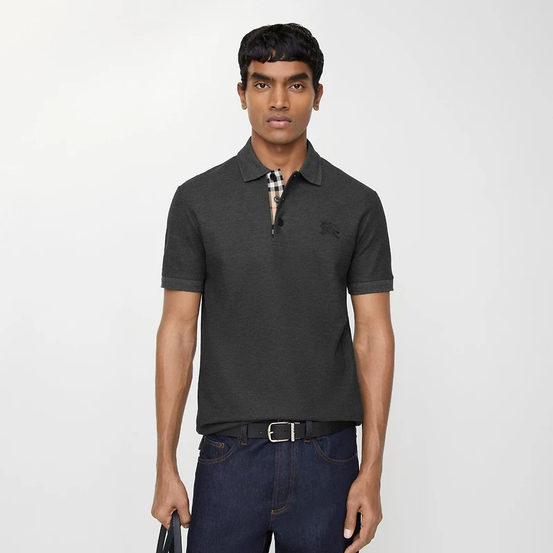 Cotton Polo Shirt in Charcoal grey - Men | Burberry® Official