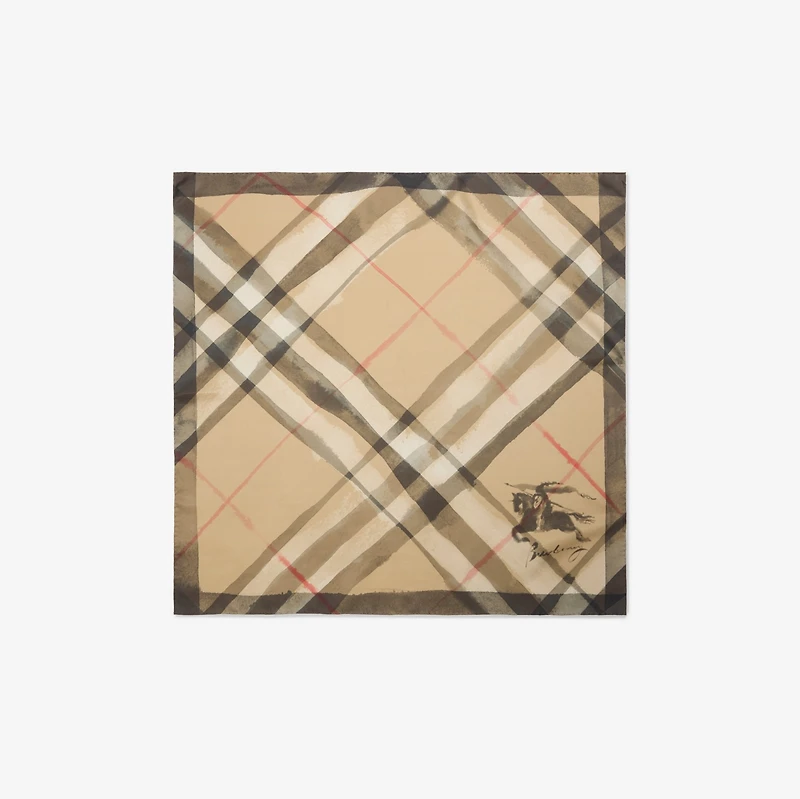 Watercolour Check Silk Scarf in Sand beige | Burberry® Official