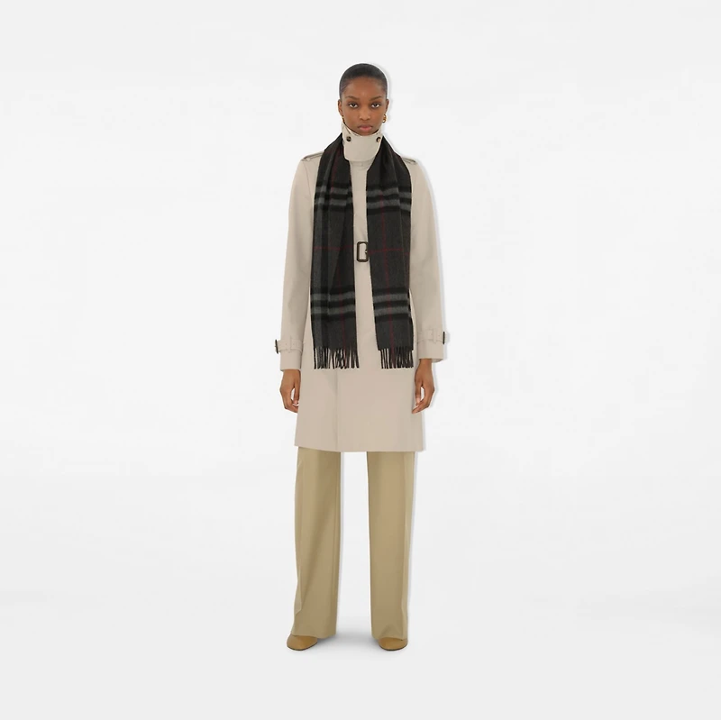 Check Cashmere Scarf in Charcoal | Burberry® Official