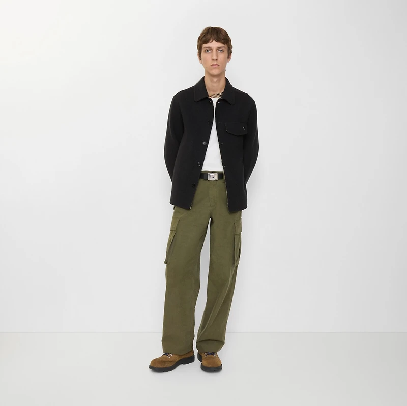 Wool Overshirt in Black/sand beige - Men | Burberry® Official
