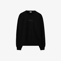 Check Cursive Logo Cotton Sweatshirt in Black - Men | Burberry® Official