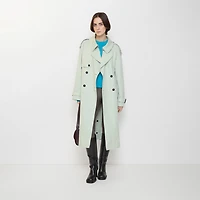 Long Cotton Canvas Fitzrovia Trench Coat in Seafoam green - Women | Burberry® Official